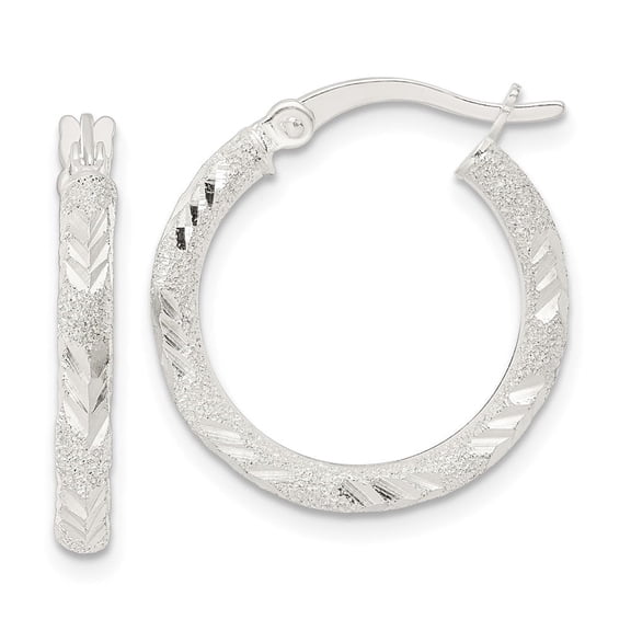 Diamond2Deal 925 Sterling Silver and Laser Diamond-Cut Hoop Earrings for Women (L- 0.83 inch, W- 0.79 inch)
