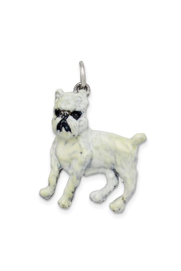 925 sterling Silver Enamel Brussel Griffon Charm Pendant for Women
