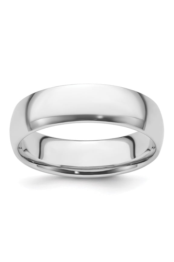 950 Platinum 6mm Half Round Comfort Fit Lightweight Band Ring Size- 8 for Women
