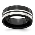 thumbnail image 1 of Diamond2Deal Black Ti & Sterling Silver 9mm Polished Men's Band Size 11, 1 of 6
