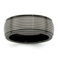 thumbnail image 1 of Diamond2Deal Black Ti and Titanium Polished Grooved Step Edge 9mm Men's Band Size 12, 1 of 6
