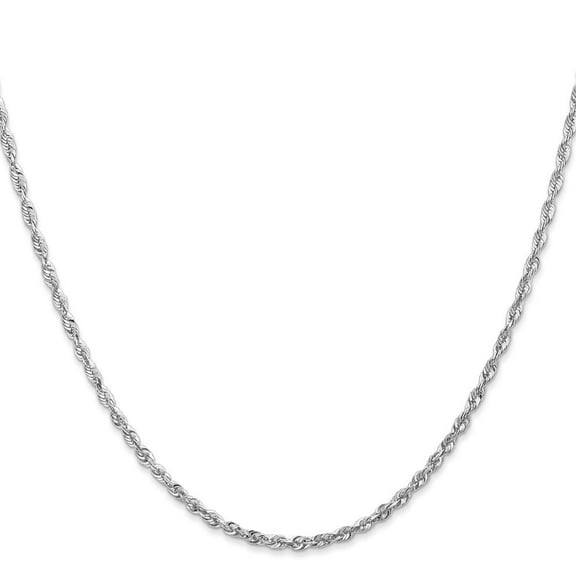 Diamond2Deal 10K White Gold 2.25mm Diamond-Cut Lightweight Rope Chain Necklace for Women 16"