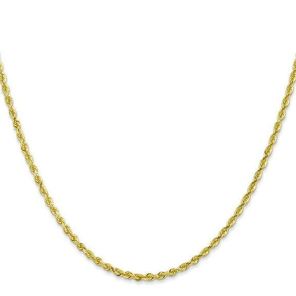 Diamond2Deal 10K Yellow Gold 2.25mm Diamond-Cut Quadruple Rope Chain Necklace for Women 16"