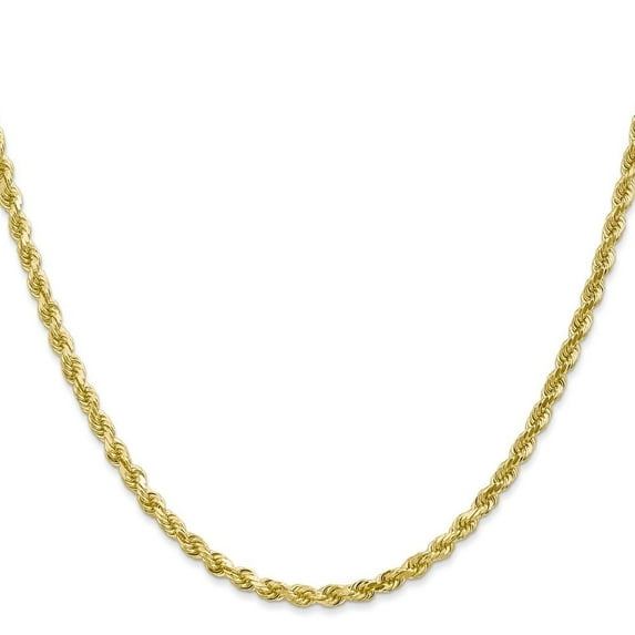Diamond2Deal 10K Yellow Gold 3mm Diamond-Cut Rope Chain Necklace for Women 26"