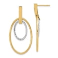 thumbnail image 1 of Diamond2Deal 14K Two-Tone Gold Polished Diamond-Cut Post Dangle Earrings for Women (L- 1.74 inch, W- 0.87 inch), 1 of 6
