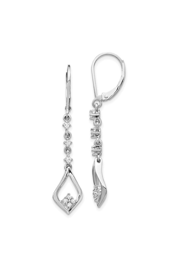 Mother's Day Gift 14K White Gold 1/5 ct LG Diamond Complete Dangle Leverback Earrings for Women