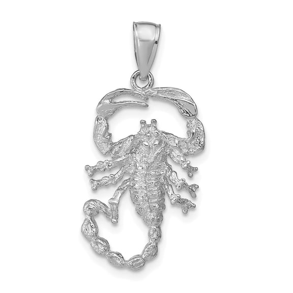 Diamond2Deal 14K White Gold Solid Polished Open-Backed Scorpion Pendant for Women