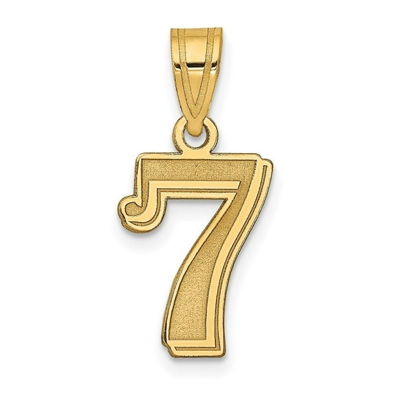 Diamond2Deal 14K Yellow Gold Polished Etched Number 7 Pendant for Women (L- 0.7 inch, W- 0.46 inch)