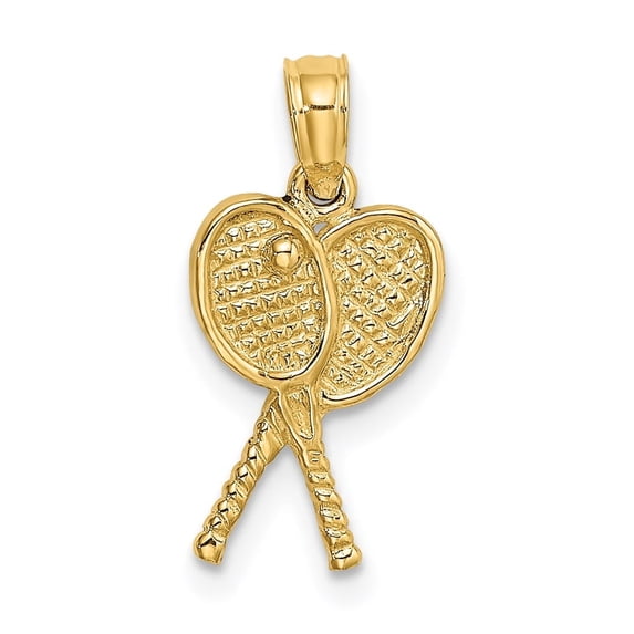 Diamond2Deal 14K Yellow Gold Tennis Racquets Charm Pendant for Women (L- 0.51 inch, W- 0.36 inch)