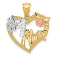 thumbnail image 1 of Diamond2Deal 14K Two Tone Gold with White Rhodium #1 MOM Heart Pendant for Women (L- 0.87 inch, W- 0.79 inch), 1 of 6