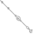 thumbnail image 1 of 14k White Gold Diamond Cut Cross Chain Bracelet for Women, 1 of 8