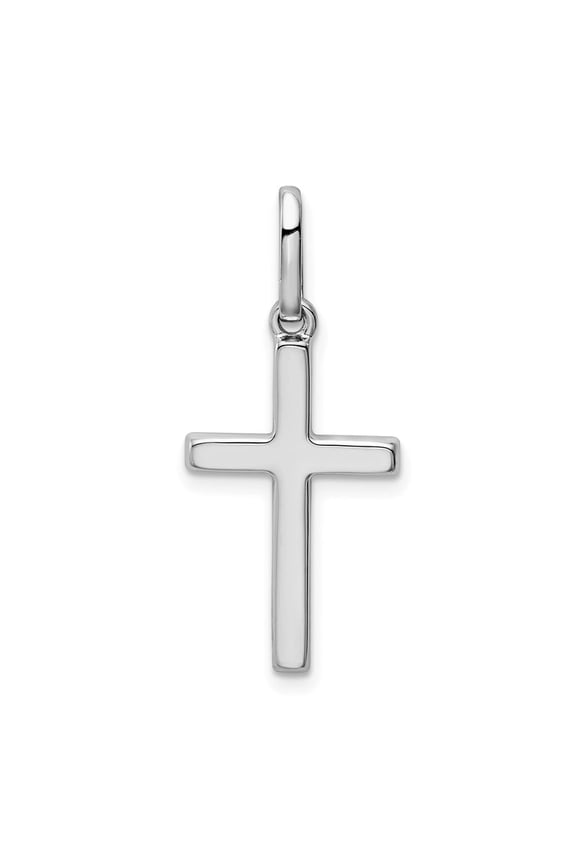 14k White Gold Hollow Cross Pendant for Women (L- 1.19 inch, W- 0.52 inch)