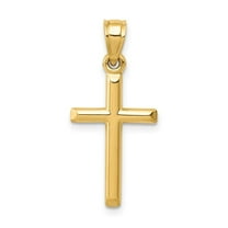 Diamond2Deal 14k Yellow Gold Hollow Cross Pendant for Women (L- 0.99 inch, W- 0.48 inch)