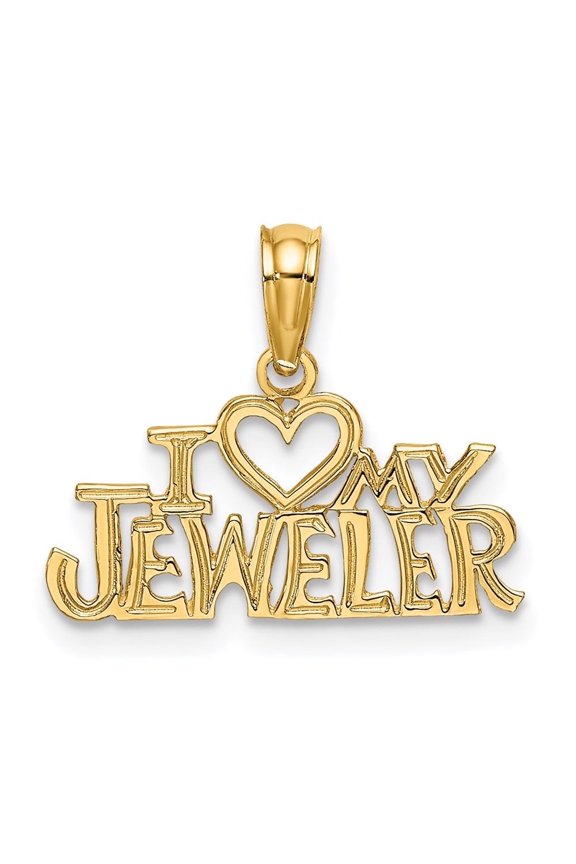 14K Yellow Gold I HEART MY JEWELER Charm Pendant for Women