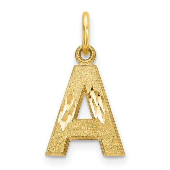 Diamond2Deal 14k Yellow Gold Letter A Initial Charm Pendant for Women (L- 0.6 inch, W- 0.41 inch)