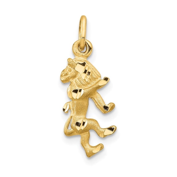 Diamond2Deal 14k Yellow Gold Satin Diamond-Cut Leo Zodiac Charm Pendant for Women (L- 0.87 inch, W- 0.32 inch)