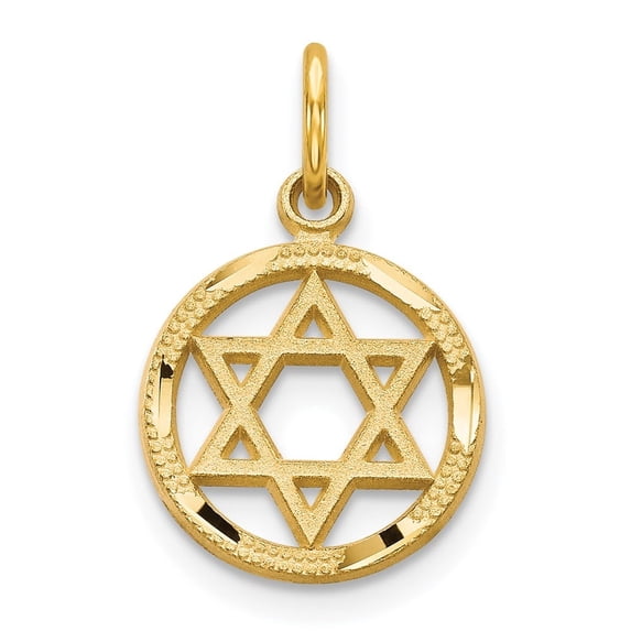 Diamond2Deal 14k Yellow Gold Solid Polished Star of David Charm Pendant for Women (L- 0.75 inch, W- 0.48 inch)
