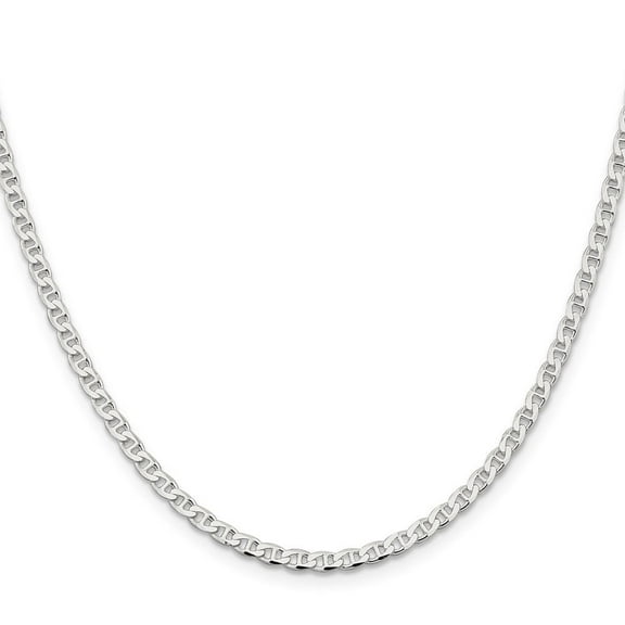 Diamond2Deal 925 Sterling Silver 3.15mm Diamond-Cut Flat Anchor Curb Chain Necklace for Women 18"