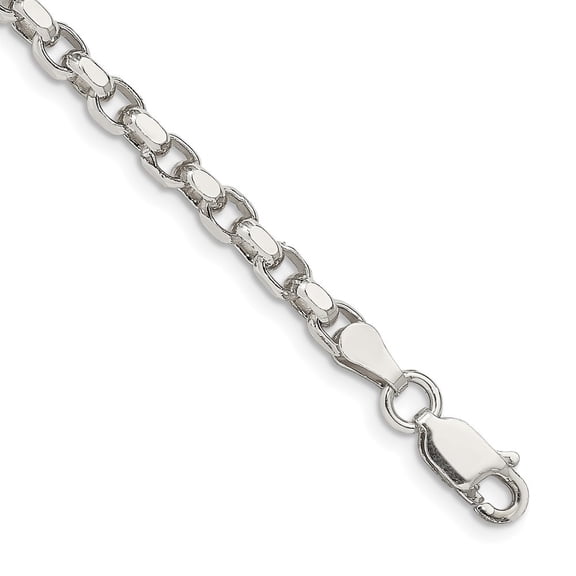 925 Sterling Silver 3.5mm Diamond-Cut Rolo Chain Bracelet for Women 8"