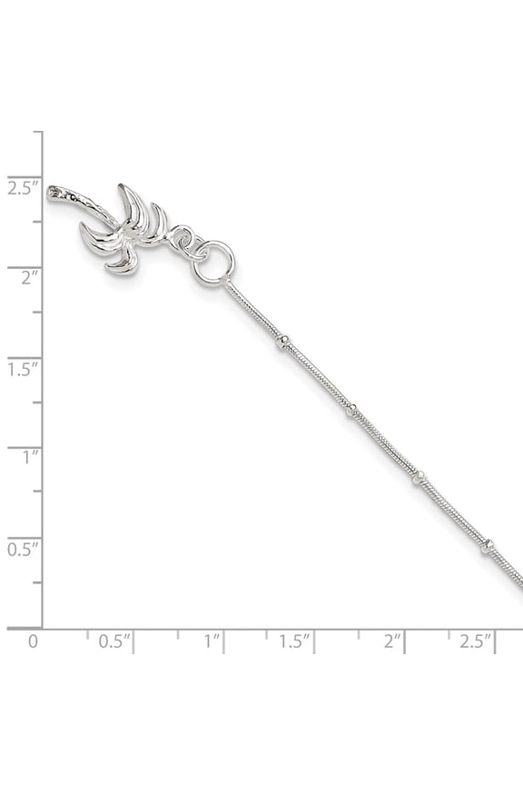 925 Sterling Silver Palm Tree Chain Anklet for Women 9"