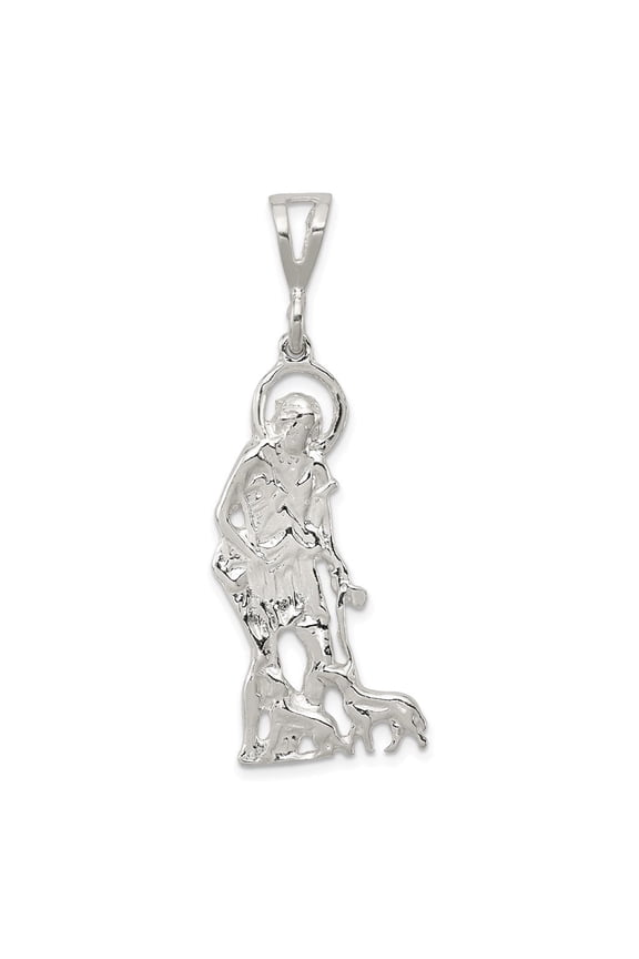 925 Sterling Silver and Textured St. Lazarus Pendant for Women (L- 1.67 inch, W- 0.63 inch)