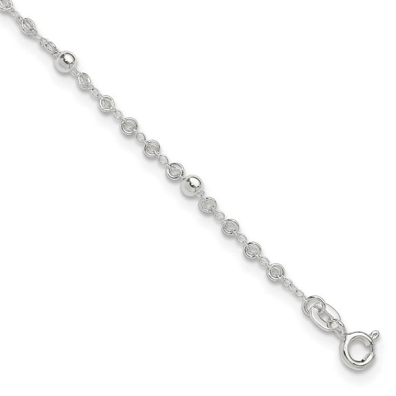 925 Sterling Silver plus 1in ext. Chain Anklet for Women 10"