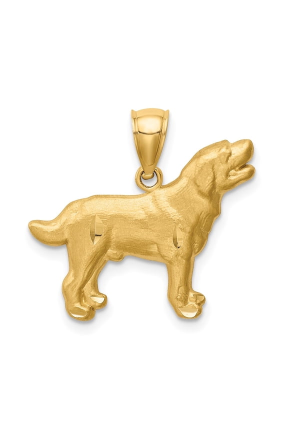 10K Yellow Gold Diamond-Cut Labrador Retriever Pendant for Women
