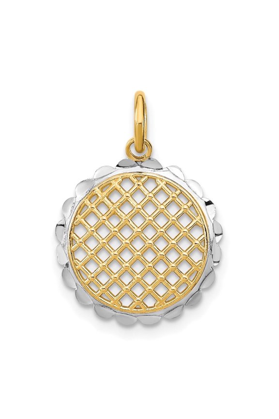 10K Yellow Gold with Rhodium Diamond-Cut Sunflower Charm Pendant for Women