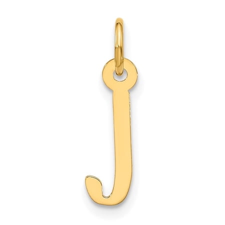 Diamond2Deal 10k Yellow Gold Large Slanted Block Initial J Charm Pendant for Women (L- 0.84 inch, W- 0.19 inch)