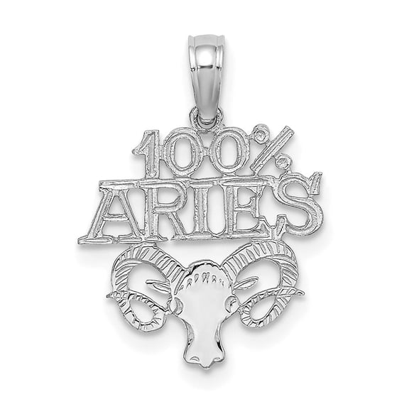 Diamond2Deal 14K White Gold 100% ARIES Zodiac Charm Pendant for Women (L- 0.75 inch, W- 0.58 inch)