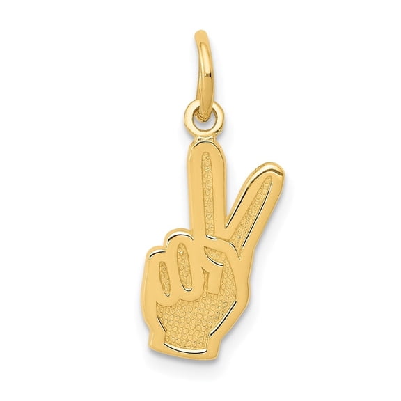 Diamond2Deal 14K Yellow Gold Peace Sign Charm Pendant for Women (L- 0.79 inch, W- 0.32 inch)