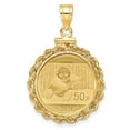 thumbnail image 1 of Diamond2Deal 14K Yellow Gold Rope 1/10oz Panda Screw Top Coin Bezel Pendant for Women (L- 1.34 inch, W- 0.89 inch), 1 of 4