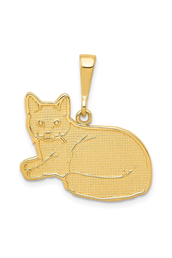 14K Yellow Gold Russian Blue Cat Pendant for Women (L- 0.99 inch, W- 0.91 inch)