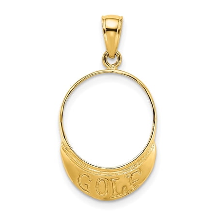 Diamond2Deal 14K Yellow Gold Polished 3-Dimensoinal Golf Visor Charm Pendant for Women (L-20 mm,W-15.2 mm)