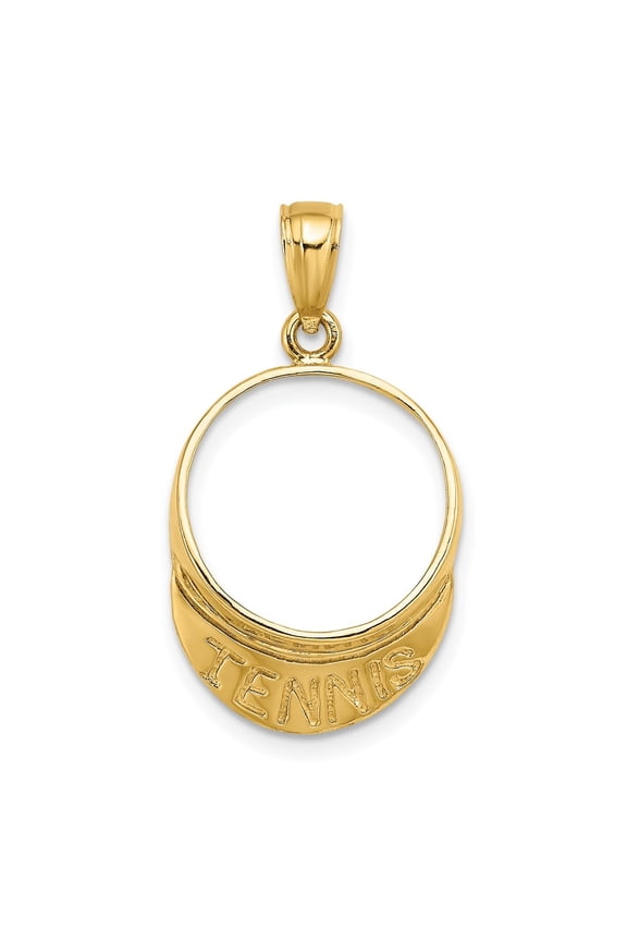 14K Yellow Gold Polished 3-Dimensional Tennis Visor Charm Pendant for Women (L-20 mm,W-15.3 mm)