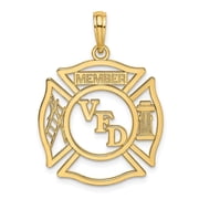 Diamond2Deal 14K Yellow Gold VFD Member Shield Charm Pendant for Women L- 0.82 inch, W- 0.82 inch