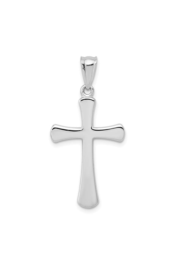 14k White Gold Hollow Cross Pendant for Women (L- 1.3 inch, W- 0.63 inch)