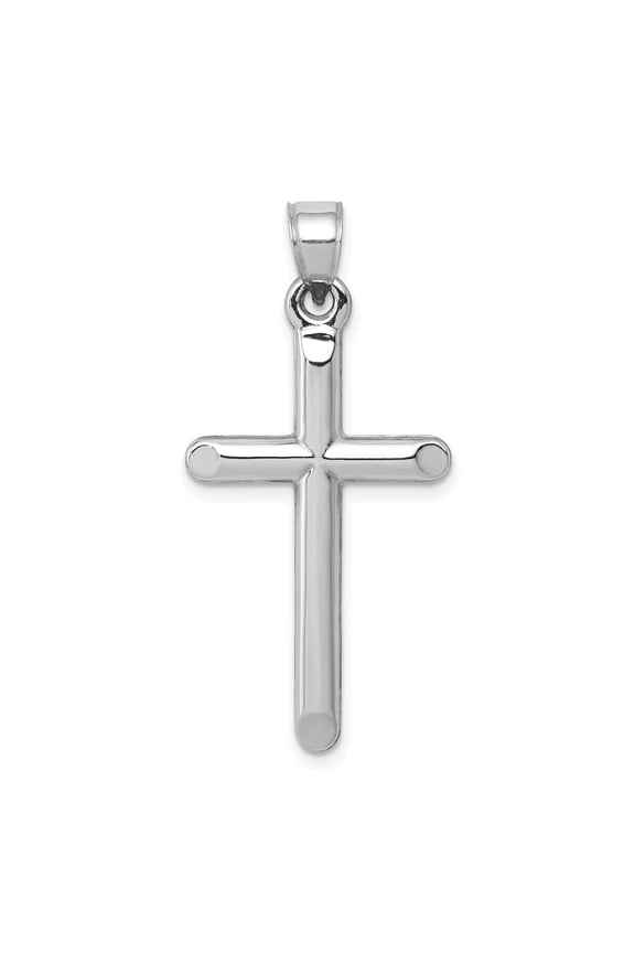 14k White Gold Hollow Cross Pendant for Women (L- 1.34 inch, W- 0.67 inch)