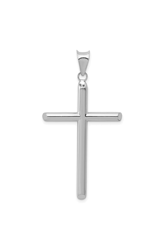14k White Gold Hollow Cross Pendant for Women (L- 1.82 inch, W- 0.95 inch)
