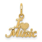 Diamond2Deal 14K Yellow Gold I HEART MUSIC Charm Pendant for Women L- 0.6 inch, W- 0.52 inch