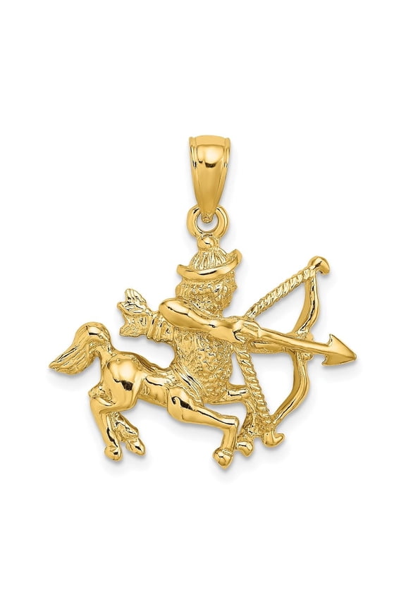 14k Yellow Gold Large Sagittarius Zodiac Charm Pendant for Women (L- 0.96 inch, W- 0.94 inch)