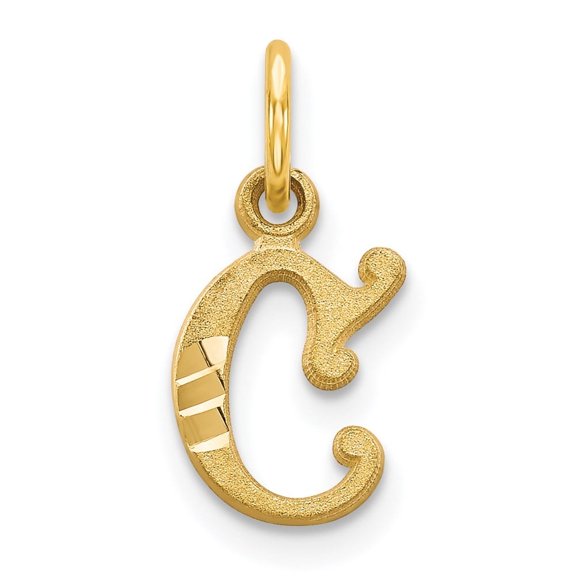 Diamond2Deal 14k Yellow Gold Letter C Initial Charm Pendant for Women (L- 0.49 inch, W- 0.32 inch)