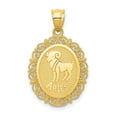 thumbnail image 1 of Diamond2Deal 14k Yellow Gold Solid Satin Aries Zodiac Oval Pendant for Women (L- 1.11 inch, W- 0.67 inch), 1 of 6
