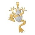 thumbnail image 1 of Diamond2Deal 14k Yellow Gold and Rhodium Diamond-Cut Frog Pendant for Women (L- 1.93 inch, W- 1.26 inch), 1 of 6