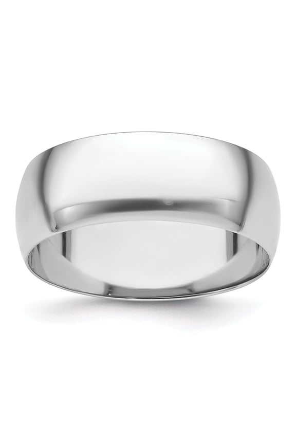 Platinum 8mm Half Round Featherweight Wedding Band Ring for Women Size 8.5