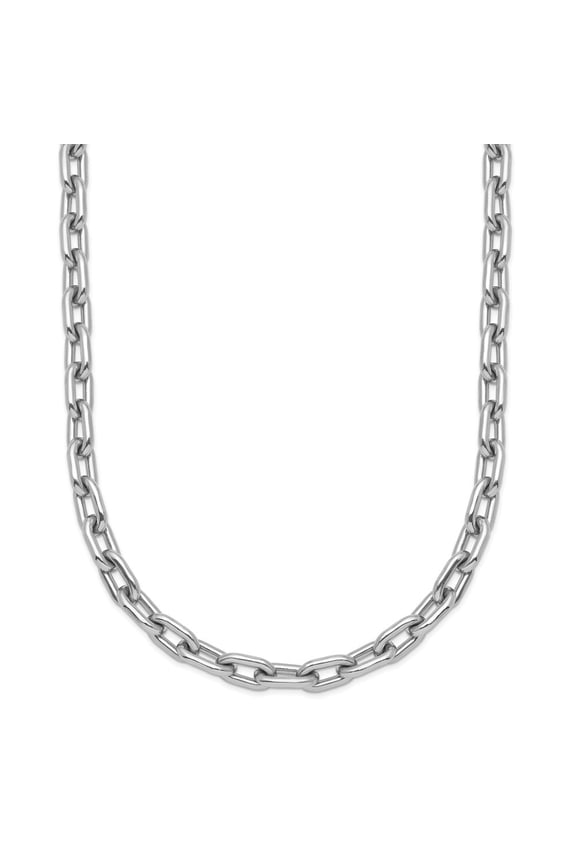 Platinum Polished 4.7mm Solid Cable Chain Necklace for Women 30"