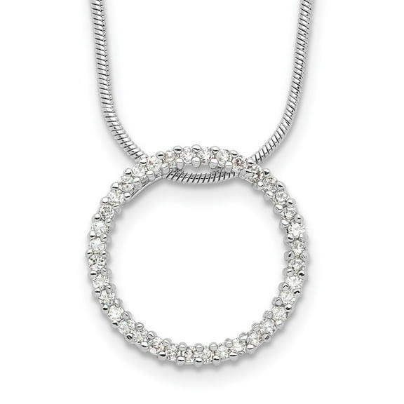 Diamond2Deal Rhodium-plated Clear CZ Circle Necklace for Women 18"