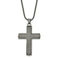 thumbnail image 1 of Diamond2Deal Stainless Steel Antiqued and Textured Cross Pendant on a Rope Chain Necklace for Men 24", 1 of 4