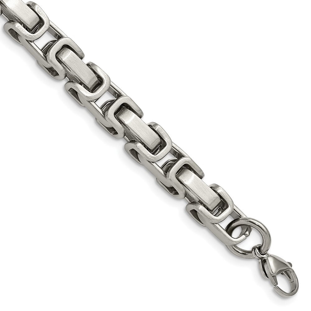 Diamond2Deal Stainless Steel Brushed and Polished Bracelet for Men 8.5"
