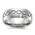 thumbnail image 1 of Diamond2Deal Stainless Steel Brushed and Polished Scroll Design 8mm Ridged Edge Men's Band Size 13, 1 of 1